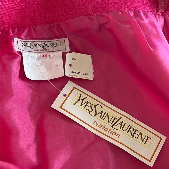 Vintage Yves Saint Laurent Variations Pink High Waisted Linen Pencil Skirt - Picture 4 of 6